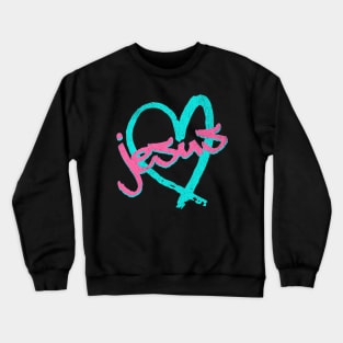 I Love Jesus Vintage 80's & 90's Blue and Pink Crewneck Sweatshirt